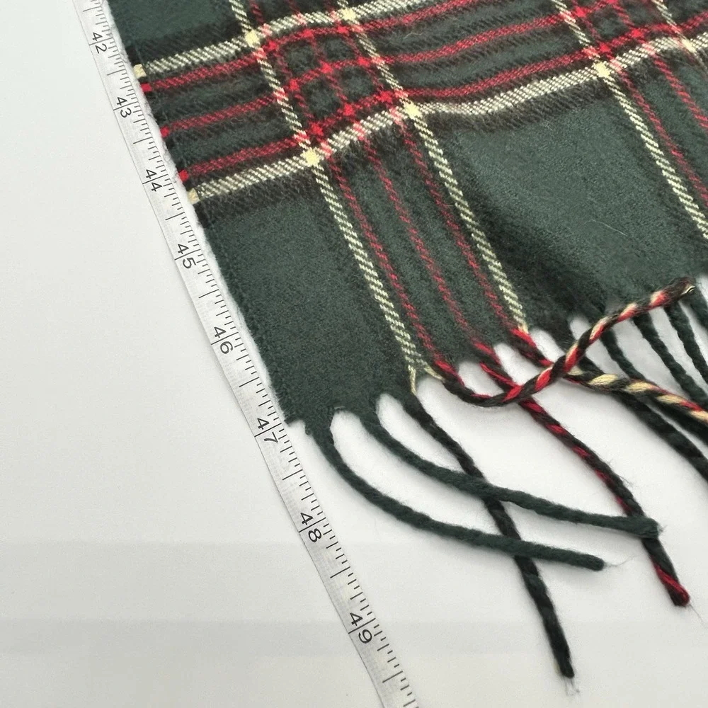 Vintage Christian Dior Monsieur Scarf Green Tartan Plaid Made Japan Fringe